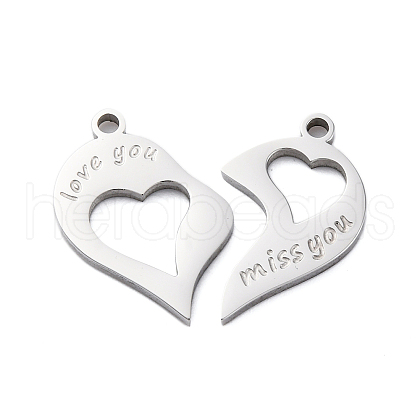 304 Stainless Steel Split Pendants STAS-H235-03C-P-1