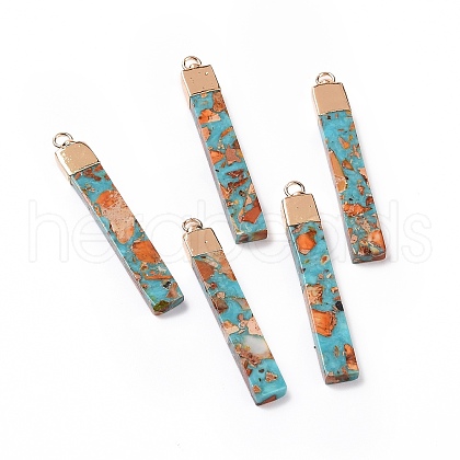 Dyed Natural Imperial Jasper Pendants G-P490-05G-1