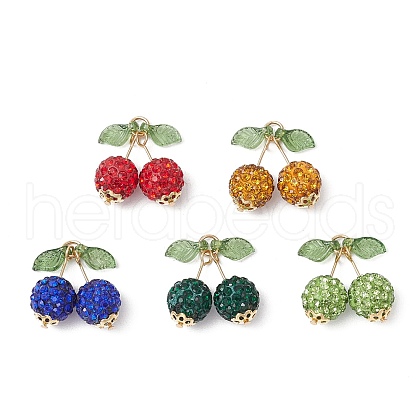 Handmade Polymer Clay Rhinestone Beads Pendants PALLOY-TA00237-1
