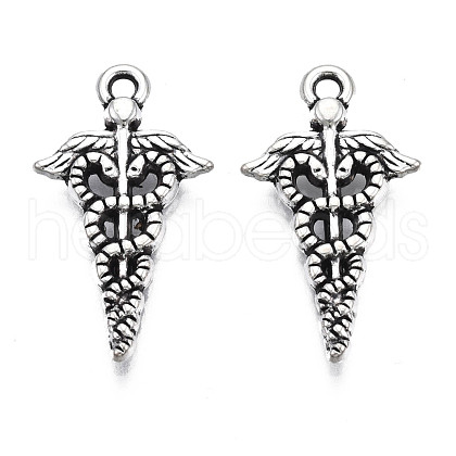 Tibetan Style Alloy Caduceus Medical Symbol Charms TIBEP-N008-138-1