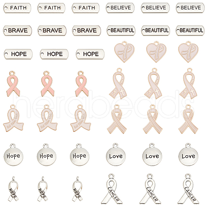   140pcs 14 style Awareness Ribbon Theme Zinc Alloy Pendants FIND-PH0018-24-1