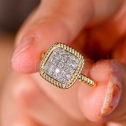 Brass Micro Pave Cubic Zirconia Finger Rings for Women FS-WG378B2-03-1