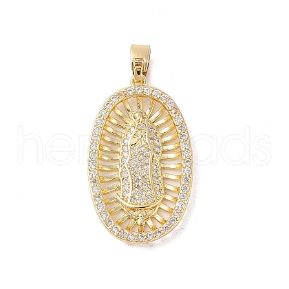 Brass Clear Cubic Zirconia Pendants KK-Z050-20G-1