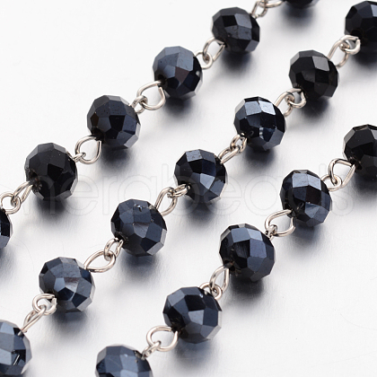 Handmade Rondelle Glass Beads Chains for Necklaces Bracelets Making X-AJEW-JB00120-07-1