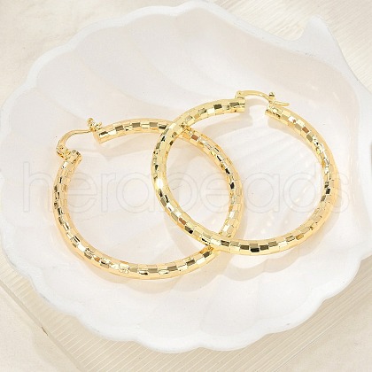 Brass Hoop Earrings EJEW-B117-06E-G-1