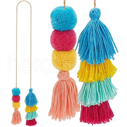 Polyester Tassel Pendant Decoration HJEW-WH20003-04B-01-1