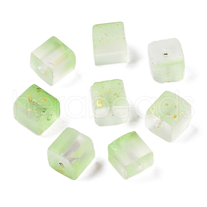 Frosted Glass Beads with Golden Glitter Powder X1-DGLA-NH001-8mm-01D-1