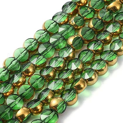 Half Plated Electroplate Transparent Glass Beads Strands EGLA-E060-02A-HP02-1