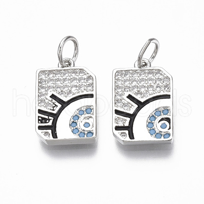 Brass Micro Pave Cubic Zirconia Charms KK-R133-048P-NF-1