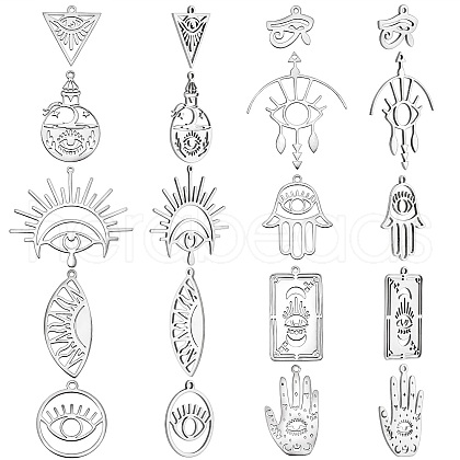 20Pcs 10 Style 201 Stainless Steel Laser Cut Charms STAS-SZ0002-67P-1