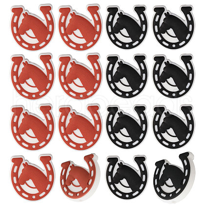 CHGCRAFT 16Pcs 2 Colors Horse & Horseshoe Food Grade Eco-Friendly Silicone Focal Beads SIL-CA0002-92-1