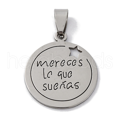 201 Stainless Steel Pendants STAS-Q342-06P-1