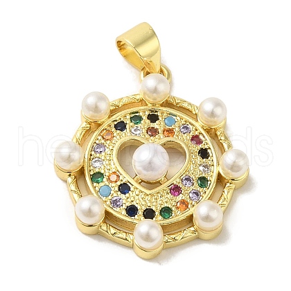 Brass Micro Pave Cubic Zirconia Pendants X-KK-Z042-29G-01-1