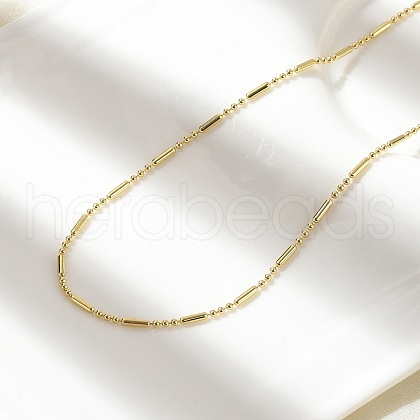 Brass Ball Column Link Chain Necklaces NJEW-A042-06G-1