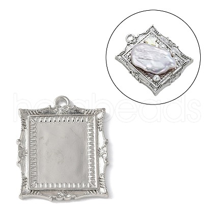 Brass Brass Pendant Cabochon Settings KK-V005-02P-03-1