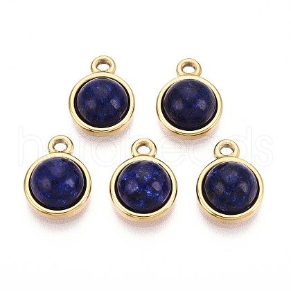 Dyed Natural Lapis Lazuli Half Round Charms STAS-N109-213D-G-1