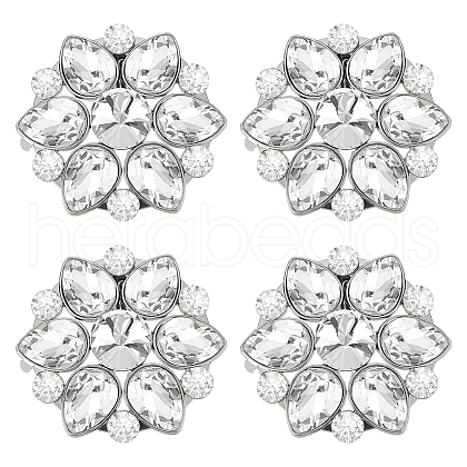 4Pcs Flower Alloy with Glass Rhinestone Shoe Buckle Clips AJEW-FG0003-64D-1