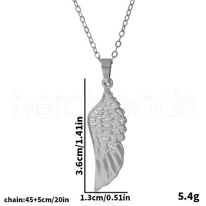 Stainless Steel Angel Wing Pendant Necklaces for Women WY0502-1-1