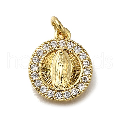Brass Micro Pave Clear Cubic Zirconia Pendants ZIRC-I070-068G-1