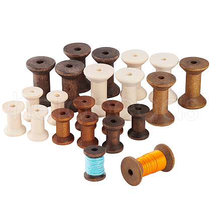   24Pcs 6 Styles Wooden Empty Spools for Wire TOOL-PH0001-82-1