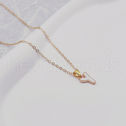 Alloy White Enamel Initial Pendant Necklaces WG51722-23-1