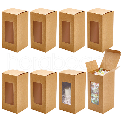 Kraft Paper Candy Boxes with PVC Clear Window CON-WH0097-07A-02B-1
