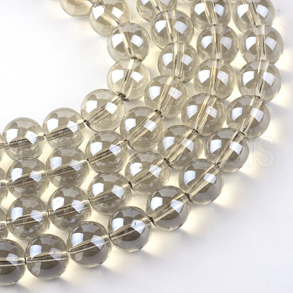 Electroplate Glass Beads Strands X-EGLA-Q062-8mm-A11-1