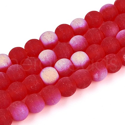 Frosted Transparent Glass Beads Strands GLAA-T032-T6mm-MBB09-1