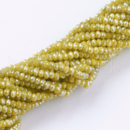 Electroplate Glass Beads Strands GLAA-F079-PL01-1