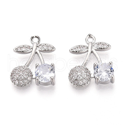 Brass Micro Pave Cubic Zirconia Pendants KK-T074-71P-01-1