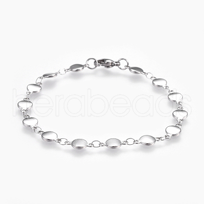 304 Stainless Steel Link Chain Bracelets BJEW-P239-06-1