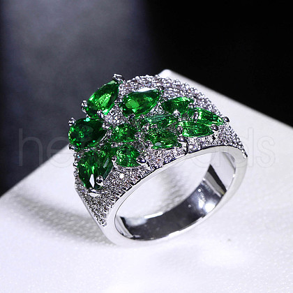 Brass Micro Pave Cubic Zirconia Finger Rings FS-WG4D6DE-08-1