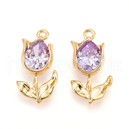 Brass Micro Pave Cubic Zirconia Pendants KK-N262-115A-G-1