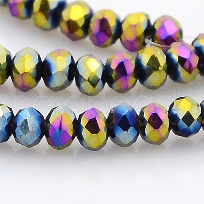 Full Plated Faceted Rondelle Glass Beads Strands GLAA-A024B-FP04-1
