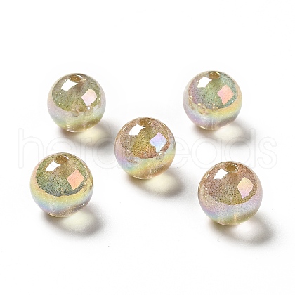 UV Plating Transparent Rainbow Iridescent Acrylic Beads OACR-D010-01C-1