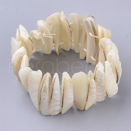 Freshwater Shell Beaded Stretch Bracelets BJEW-S278-006B-1