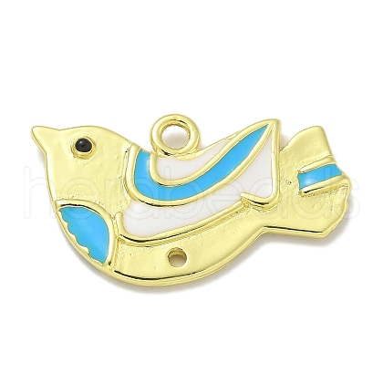 Real 18K Gold Plated Brass Enamel Robin Bird Pendants KK-L224-060G-02-1