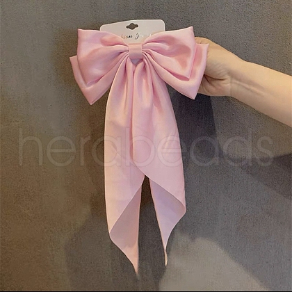 Solid Color Long Bowknot Satin Hair Barrettes PW-WGAD6A6-10-1