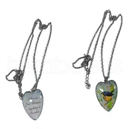 Heart Glass Pendant Necklaces PW23052491039-1