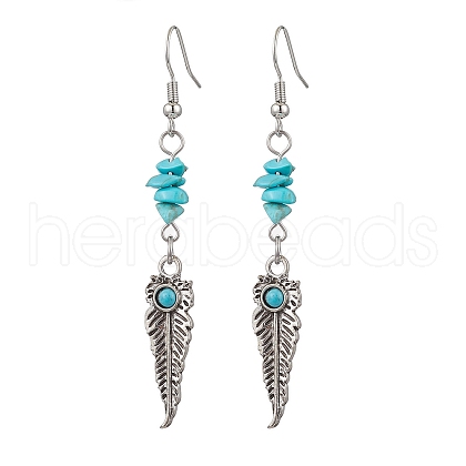 Natural Howlite Dangle Earrings EJEW-JE06306-1