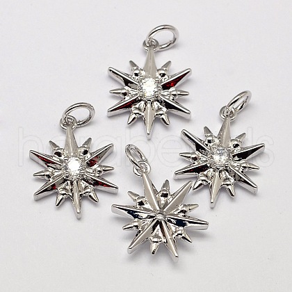 Snowflake Brass Micro Pave AAA Cubic Zirconia Pendants ZIRC-L050-03P-NR-1