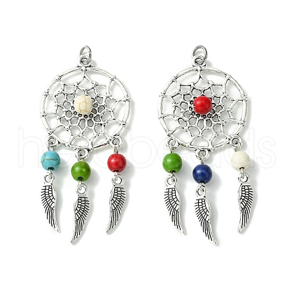2Pcs 2 Styles Synthetic Turquoise Dyed Big Pendants PALLOY-JF02309-01A-1