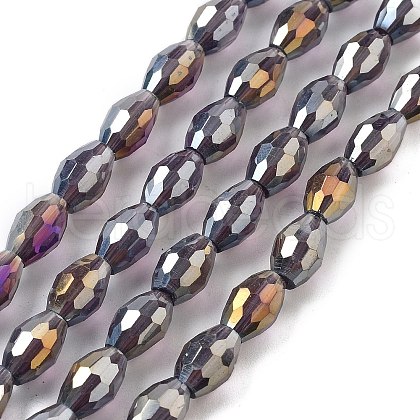 Transparent Electroplate Glass Beads Strands EGLA-A037-T6x8mm-B14-1