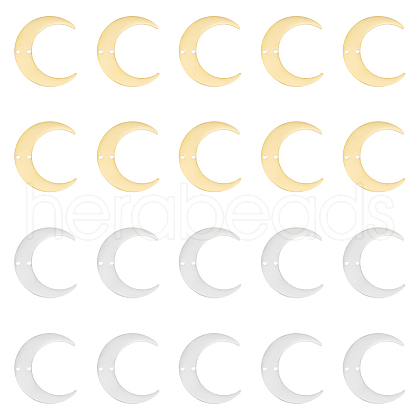 Unicraftale 20Pcs 2 Colors 201 Stainless Steel 2-Loop Connector Charms STAS-UN0055-20-1