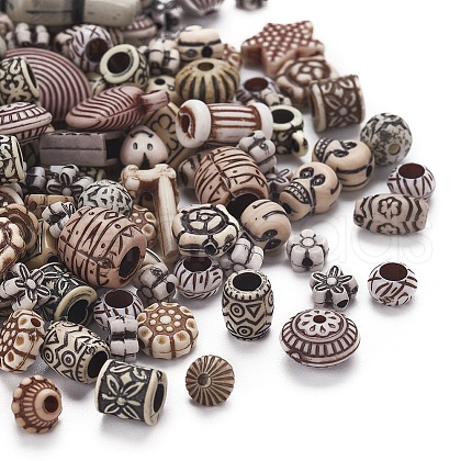 Mixed Antique Style Acrylic Beads MACR-YW0001-37-1