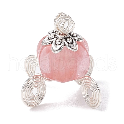 Cherry Quartz Glass Pumpkin Pendants PALLOY-JF02377-1