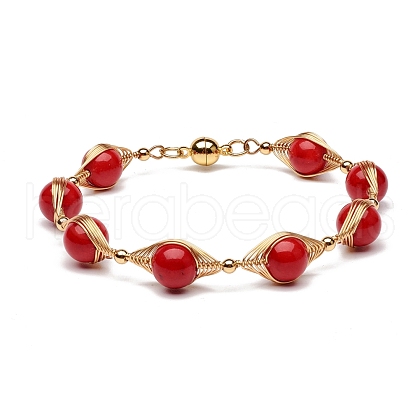 Healing Power Natural Mashan Jade Beaded Bracelets for Men Women X1-BJEW-TA00012-04-1