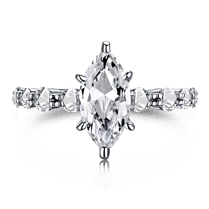 Rhodium Plated 925 Sterling Silver Finger Rings RJEW-A019-07B-P-1