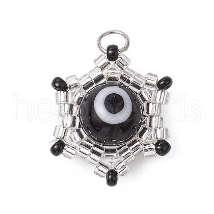 Beaded Star Eye Charms PALLOY-MZ00574-01-1