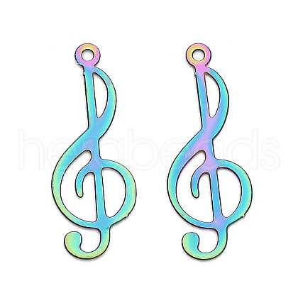 201 Stainless Steel Etched Metal Embellishments Pendants STAS-A113-04RC-1